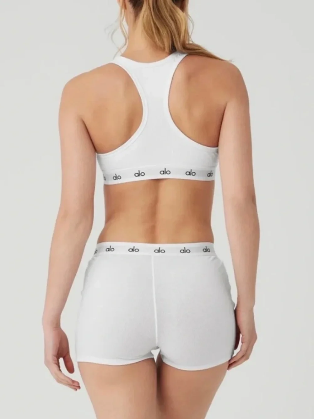 Alo Yoga Icon Ribbed Henley Bra in White